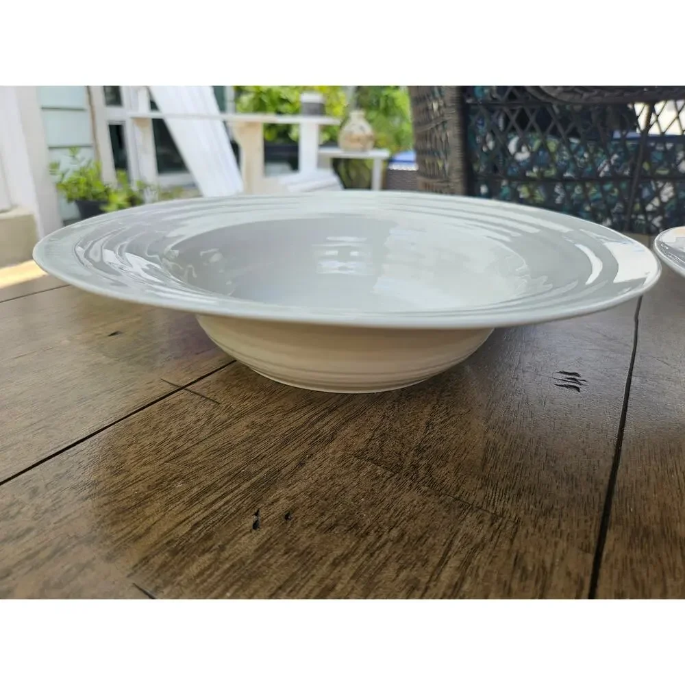 2 Unique Wide Lip Bowls White by Sophie Conran For Portmeirion 10.5Wx2.5D 4# #25